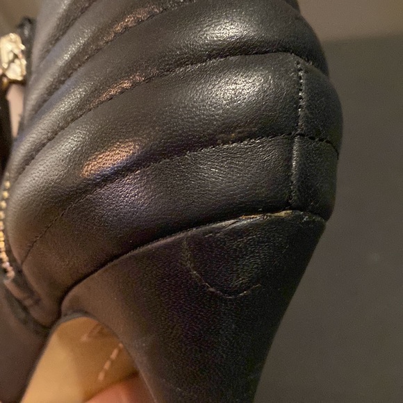 Vince Camuto Leather Moto-Style Ankle Boots with Gold Hardware | Pre-Loved - Picture 7 of 8